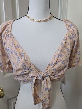 SO BRAND WOMEN"S JUNIOR SIZE PINK FLORAL SUMMER CROP TOP SIZE XL